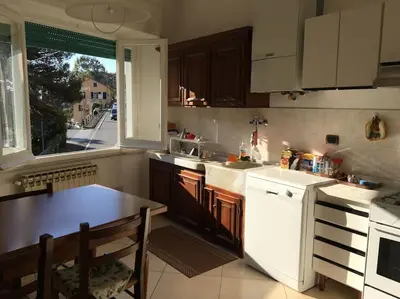 Cucina o angolo cottura di La casa sul ponte: spacious apartment in Zoagli