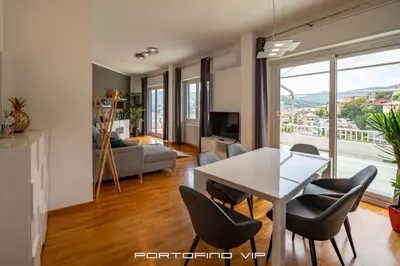 TV o dispositivi per l'intrattenimento presso Seaview Flat by PortofinoVip AC, Parking,Terrace