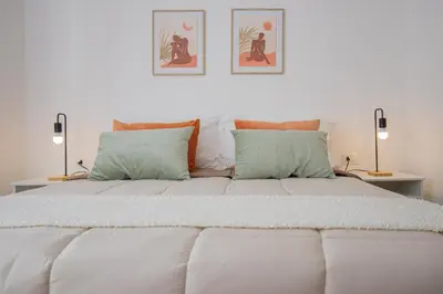Letto o letti in una camera di 186 - Casa Aureliana VISTA MARE a Lavagna 100 metri dal Mare e spiaggia - PARCHEGGIO GRATIS INCLUSO