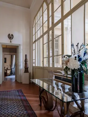 Area soggiorno di Palazzo Giacometti Suites