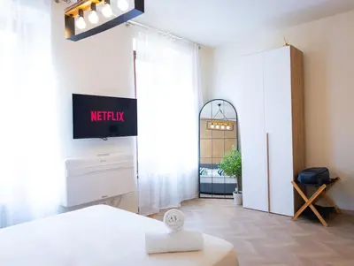 Letto o letti in una camera di Vrenozi 155 Appartamento centrale a due passi dall ospedale