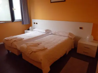 Letto o letti in una camera di Hotel Padus Meublè Parma