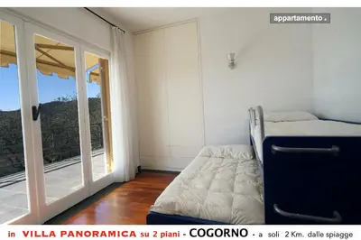 Letto o letti in una camera di Appartamento B in villa con vista panoramica