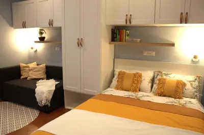 Letto o letti in una camera di Appartamento Zanén, vicino a Cremona fiere e centro storico